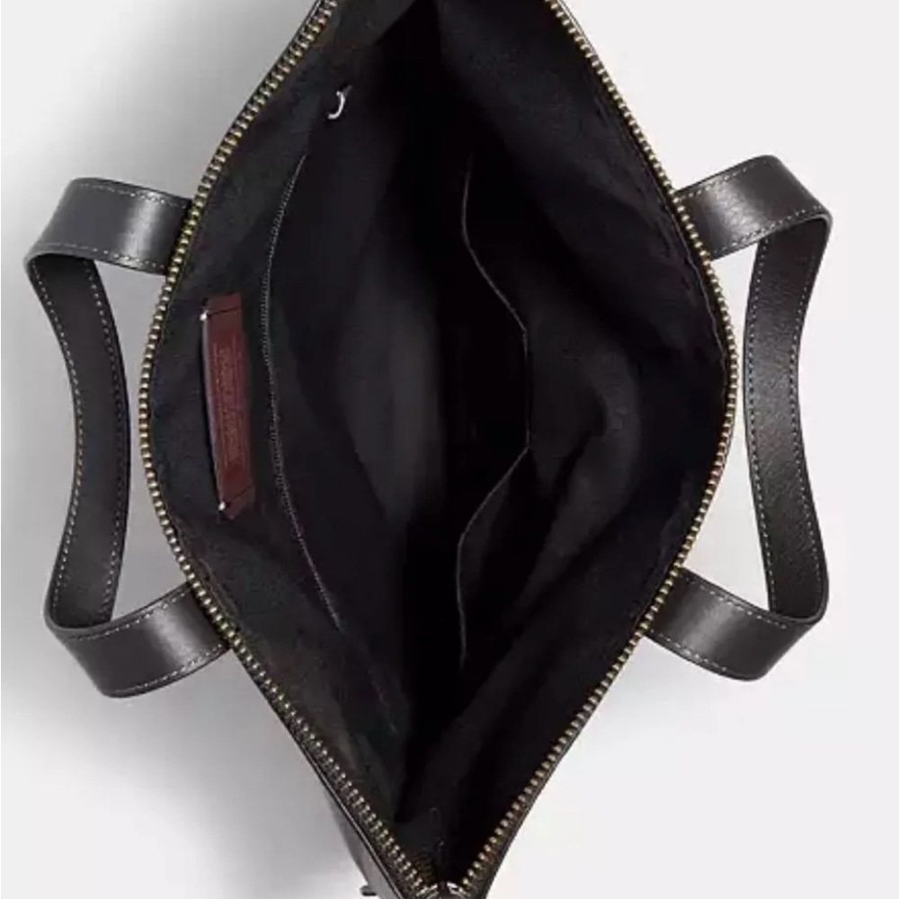 Coach Black Leather Laptop Tote with Front Zip Compartment - Picture 2 of 3